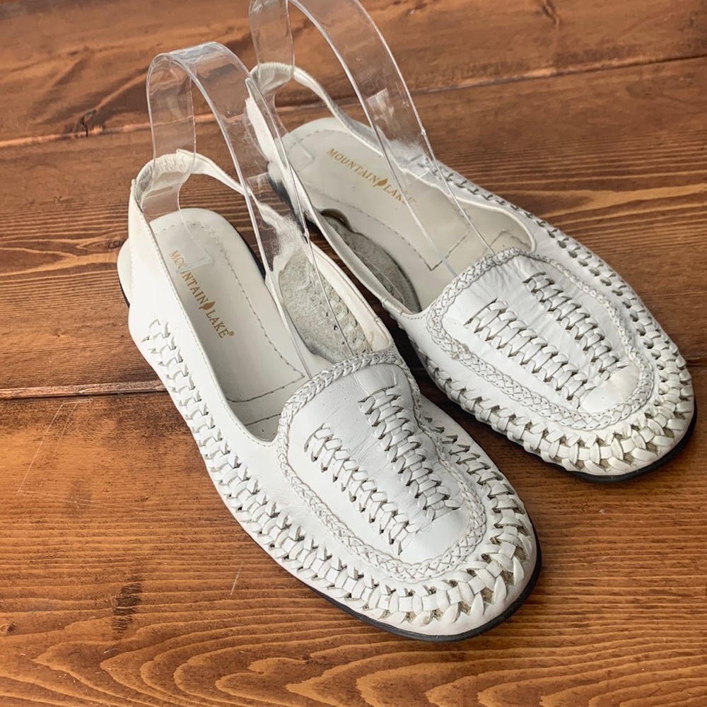 Mountain Lake White Woven Slingback Flats